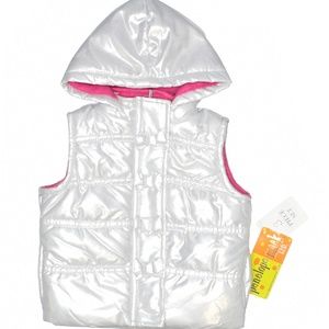 12 Month Penelope Mack: Silver & Pink Puffer Vest